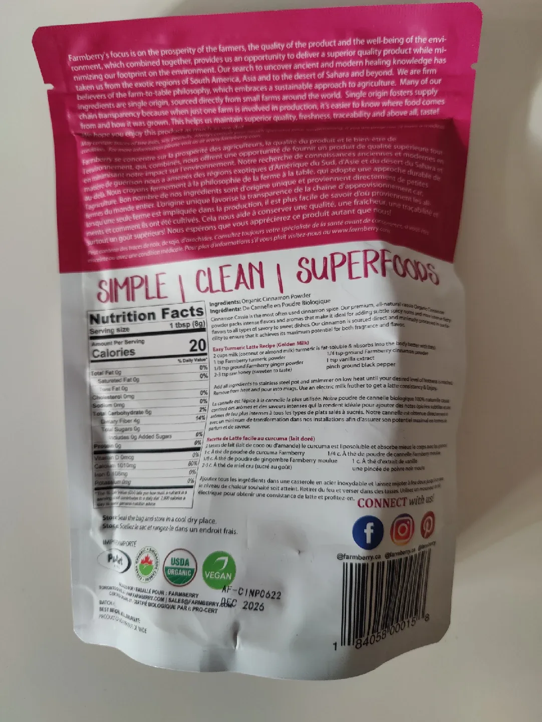 Organic Traditions Cacao Powder & Farmberry Cinnamon Powder image indicator(5)