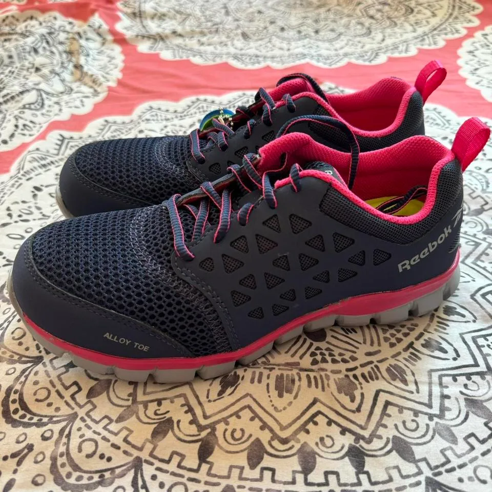 Reebok Alloy Toe Work Shoes - Navy/Pink