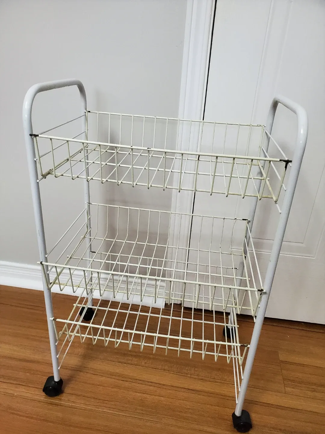 White Metal Rolling Cart