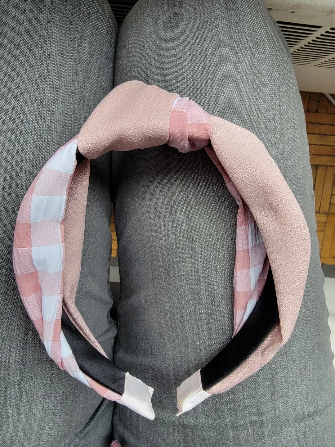 Pink Gingham Knotted Headband image indicator(3)