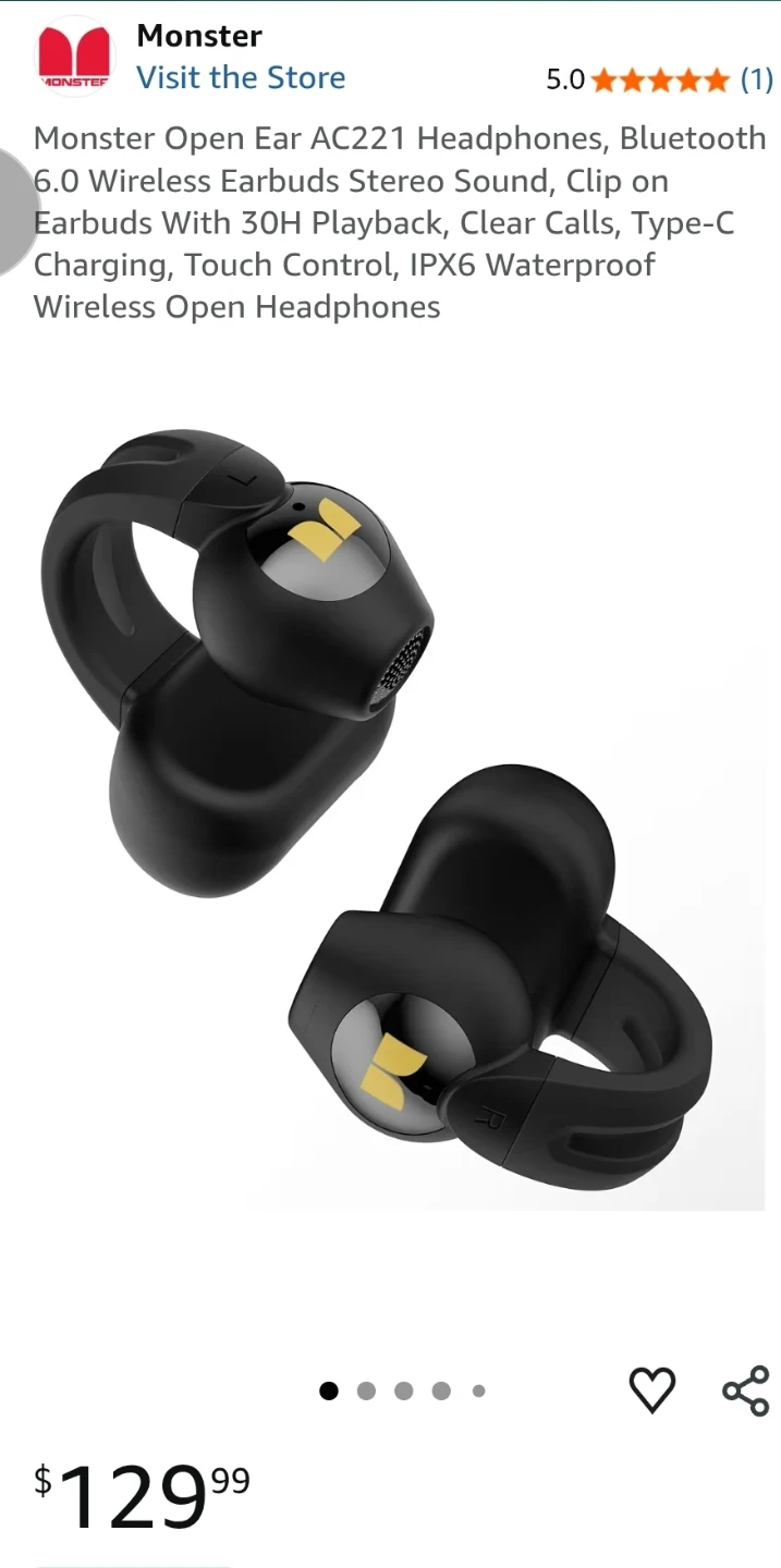 Monster Open Ear AC221 Bluetooth Headphones - New in Box!