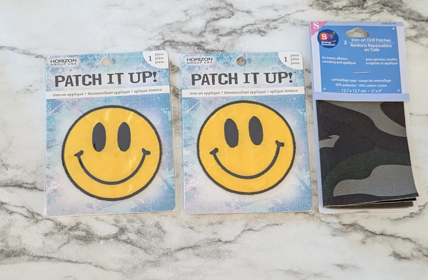 Iron-On Patches: Smiley Face & Camo