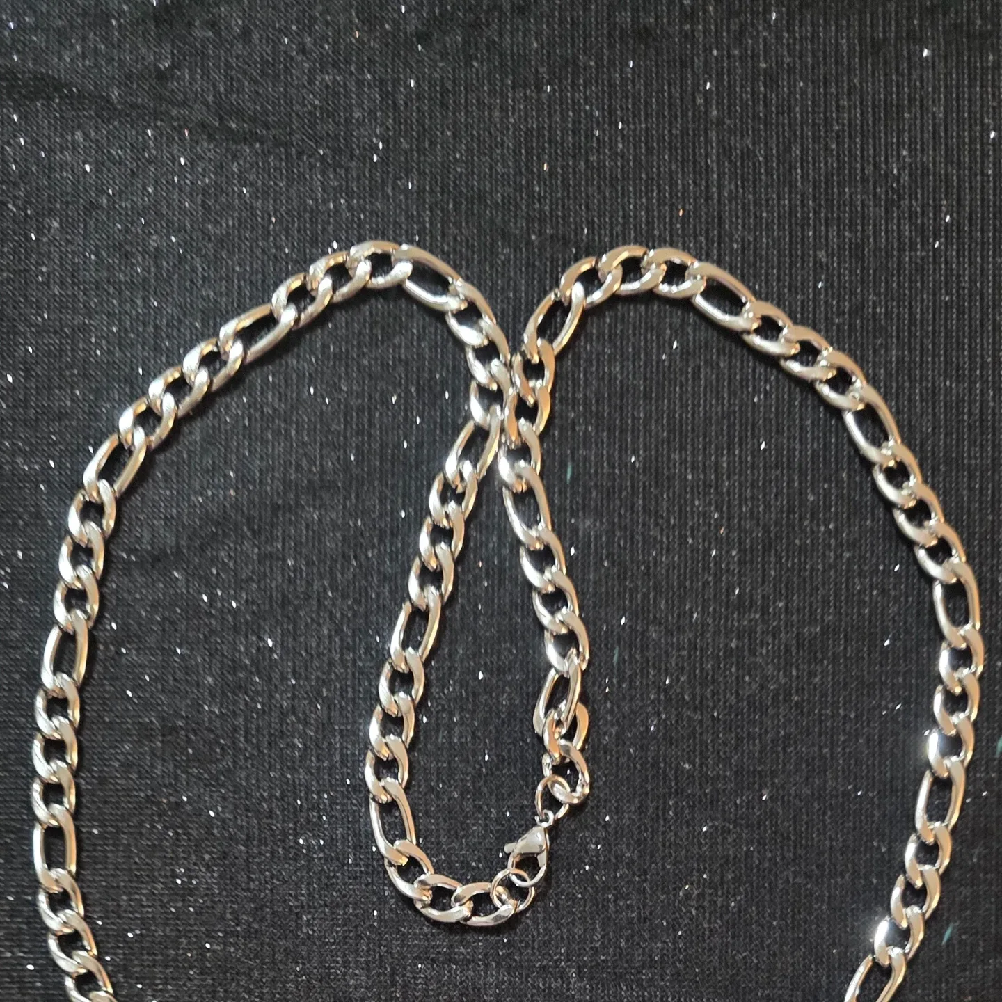 Silver Figaro Chain Necklace with Wrench Pendant image indicator(2)