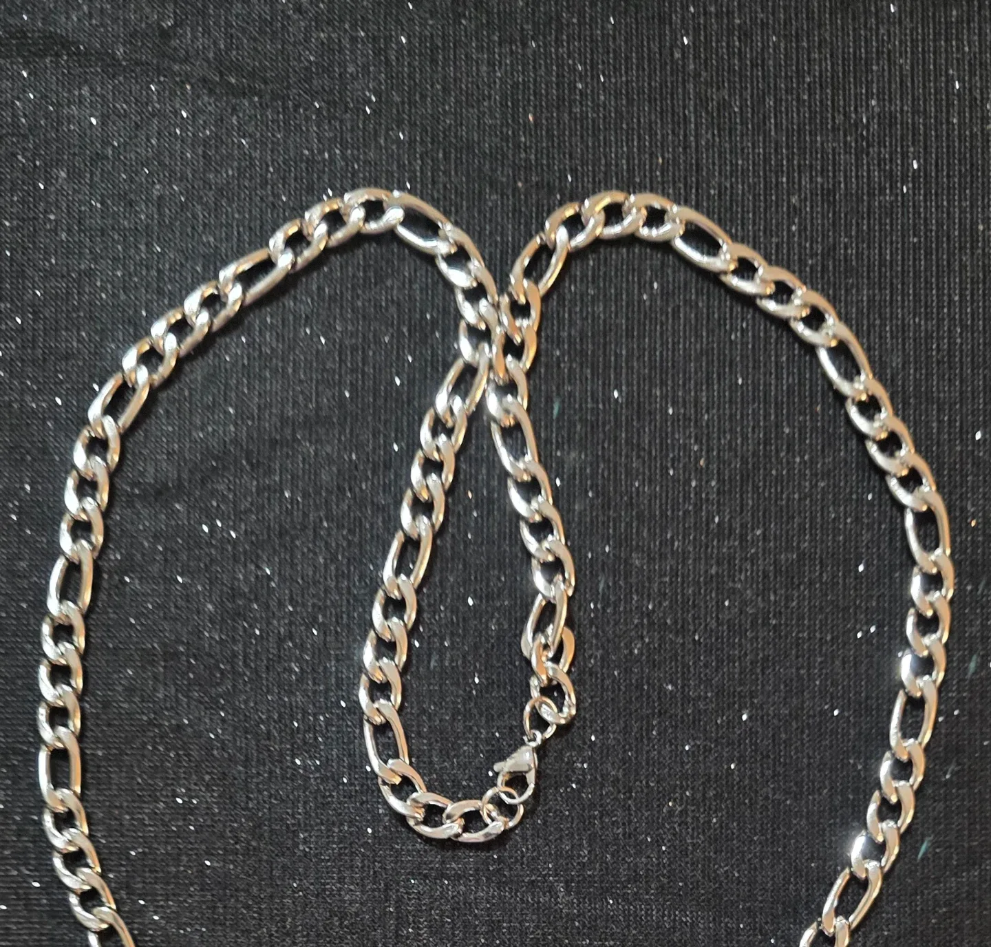 Silver Figaro Chain Necklace with Wrench Pendant image indicator(3)