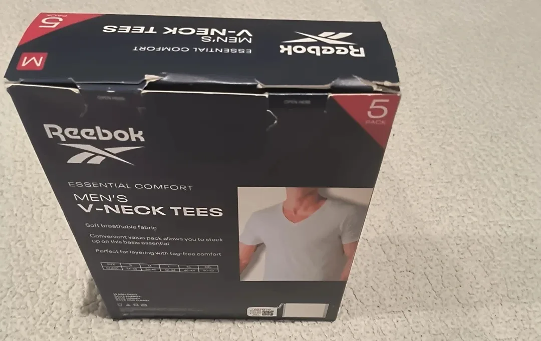 New Reebok Men's V-Neck Tees 5 Pack - Size M image indicator(4)
