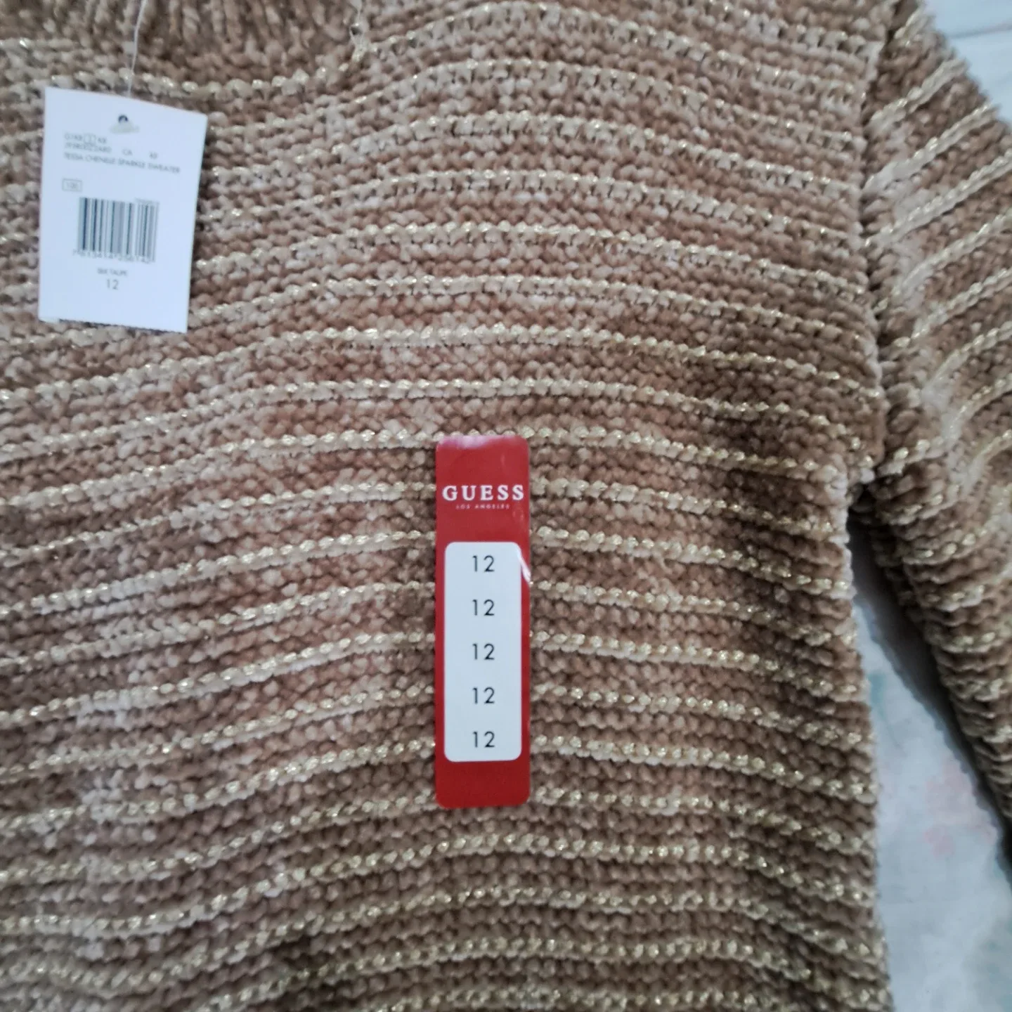 Guess Light Brown & Gold Sweater With Tags - Size 12 Girls image indicator(2)