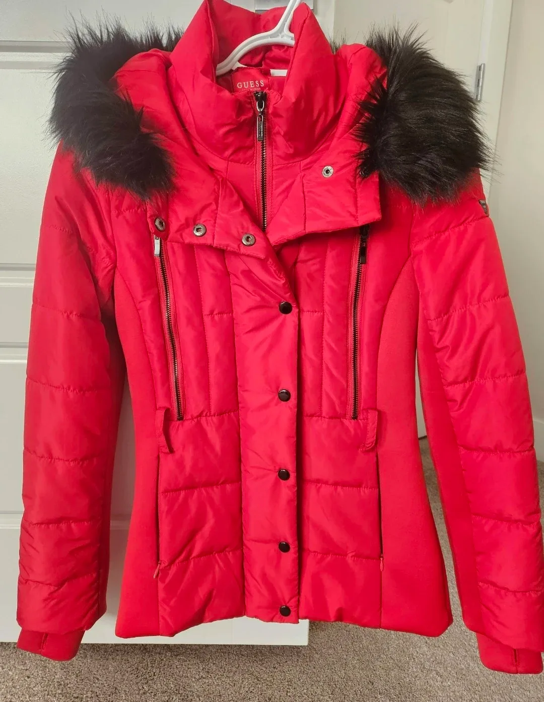 Brand New Guess Red Hooded Jacket - XS