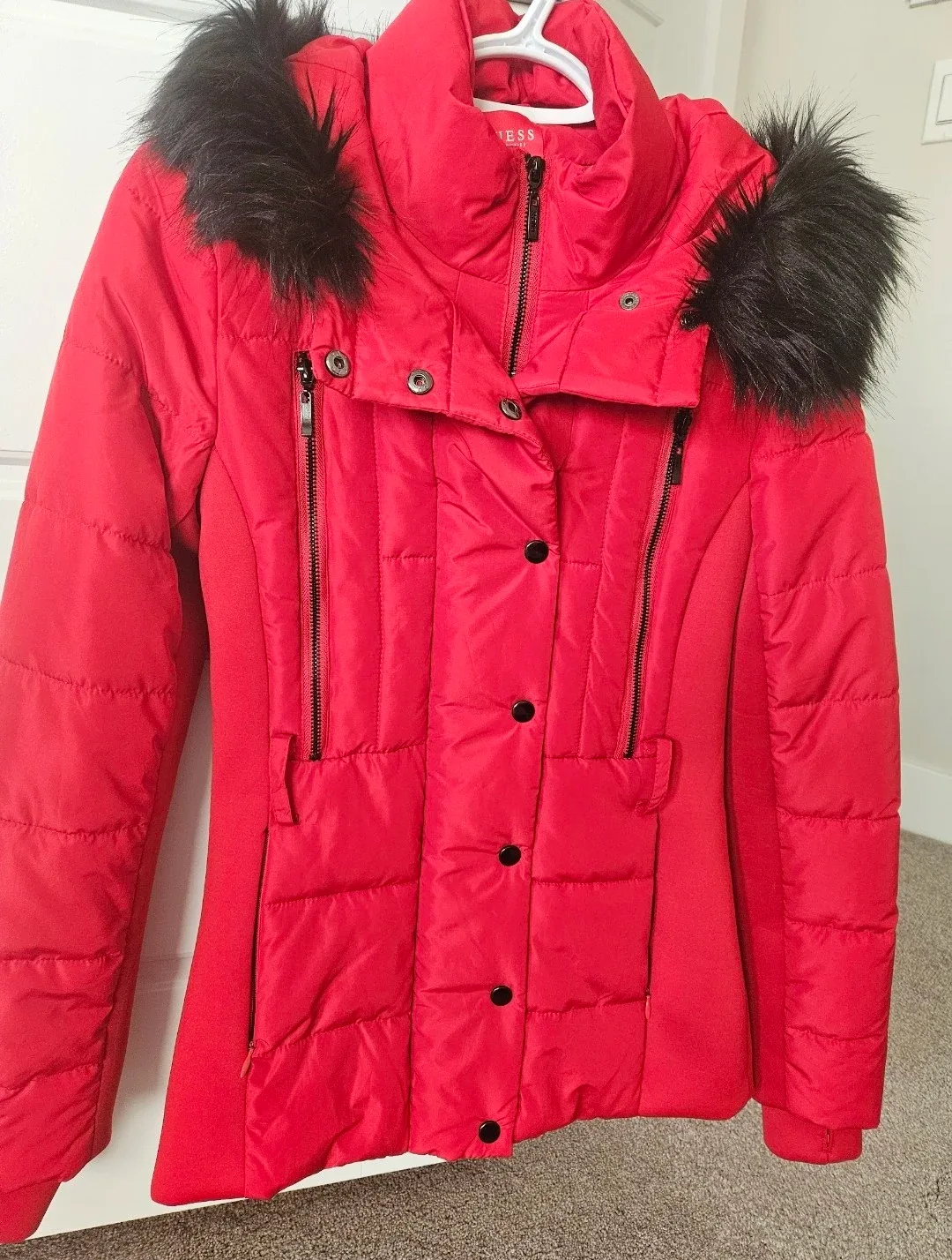 Brand New Guess Red Hooded Jacket - XS image indicator(4)
