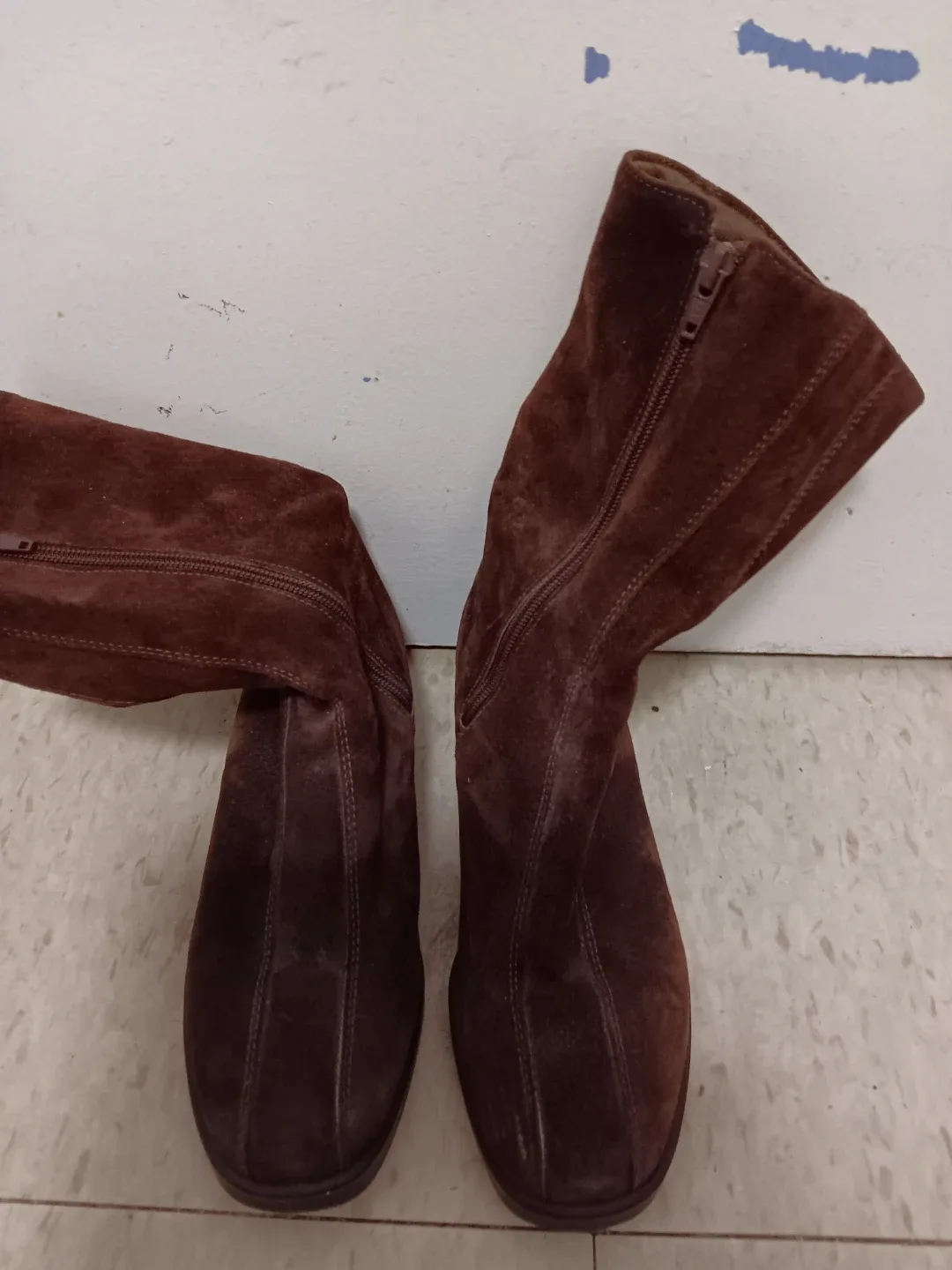 Hush Puppy Brown Suede Boots with Zipper image indicator(2)