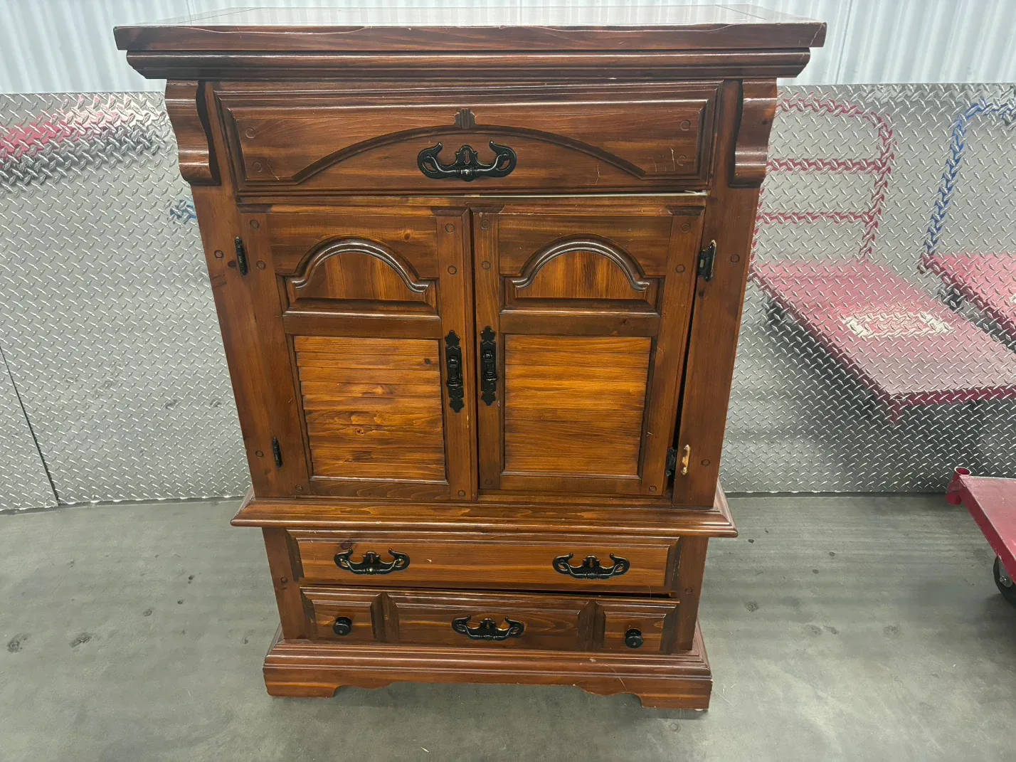 Vintage Brown Wood Bedroom Set - 4 Pieces