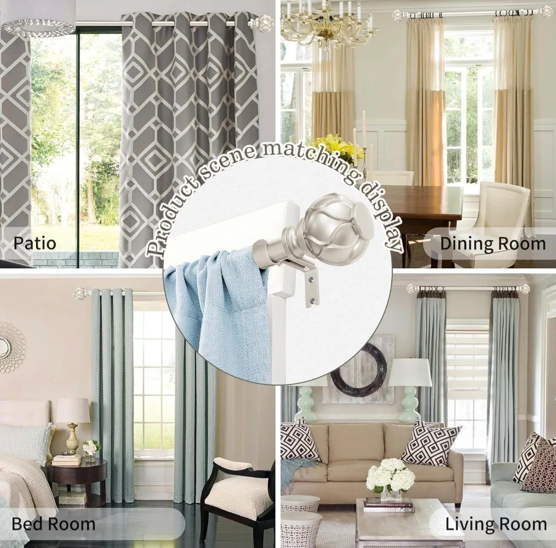 Champagne Curtain Rod 36"-88", 1" Diameter, Heavy Duty image indicator(6)