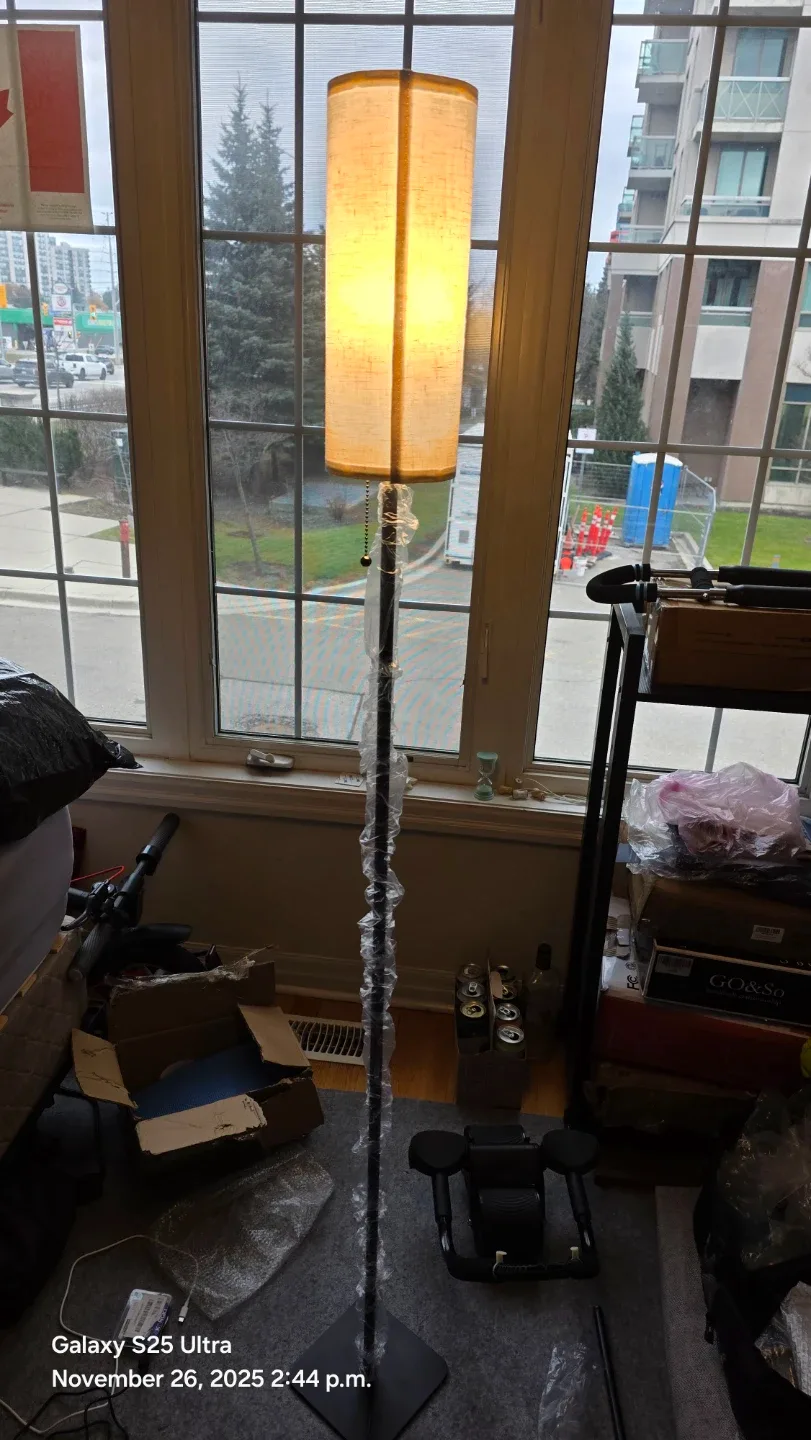 Floor Lamp with Cylinder Shade - Black