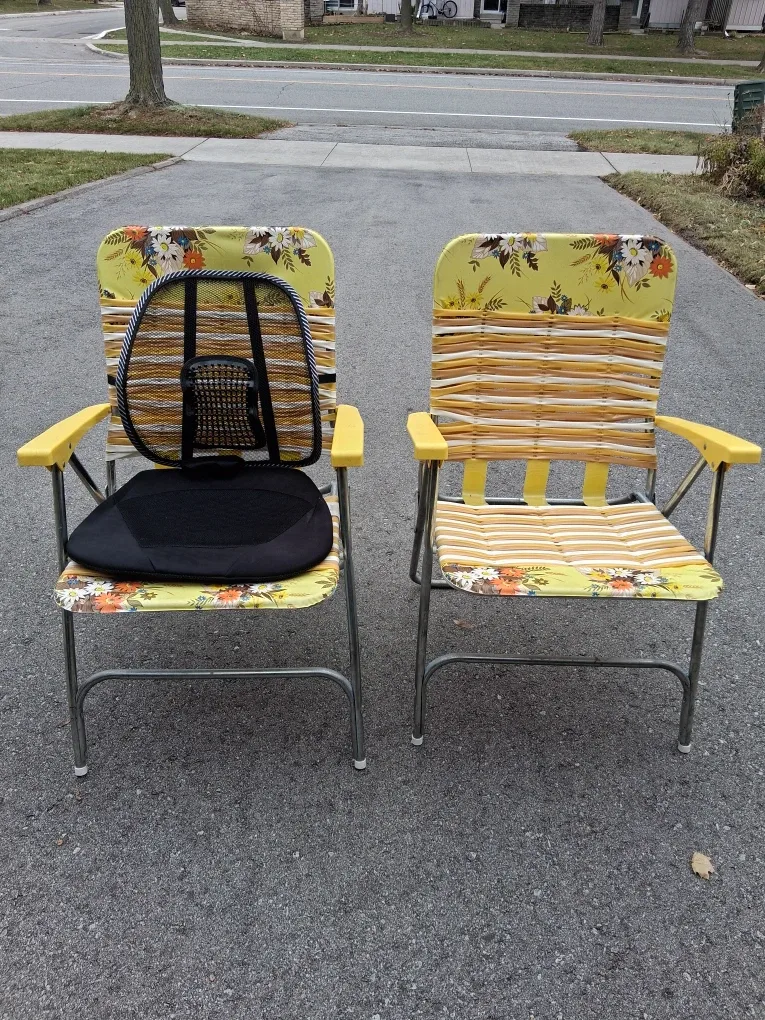 Vintage Floral Folding Lawn Chairs - Set of 2