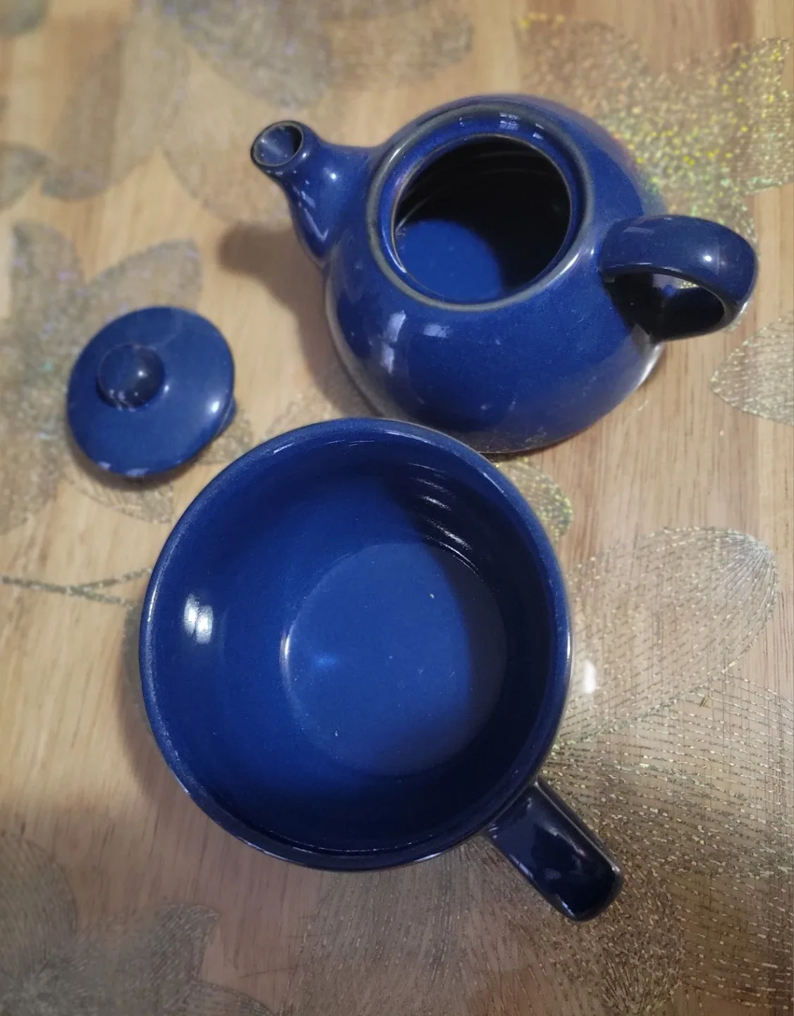 Blue Ceramic Teapot with Cup image indicator(2)