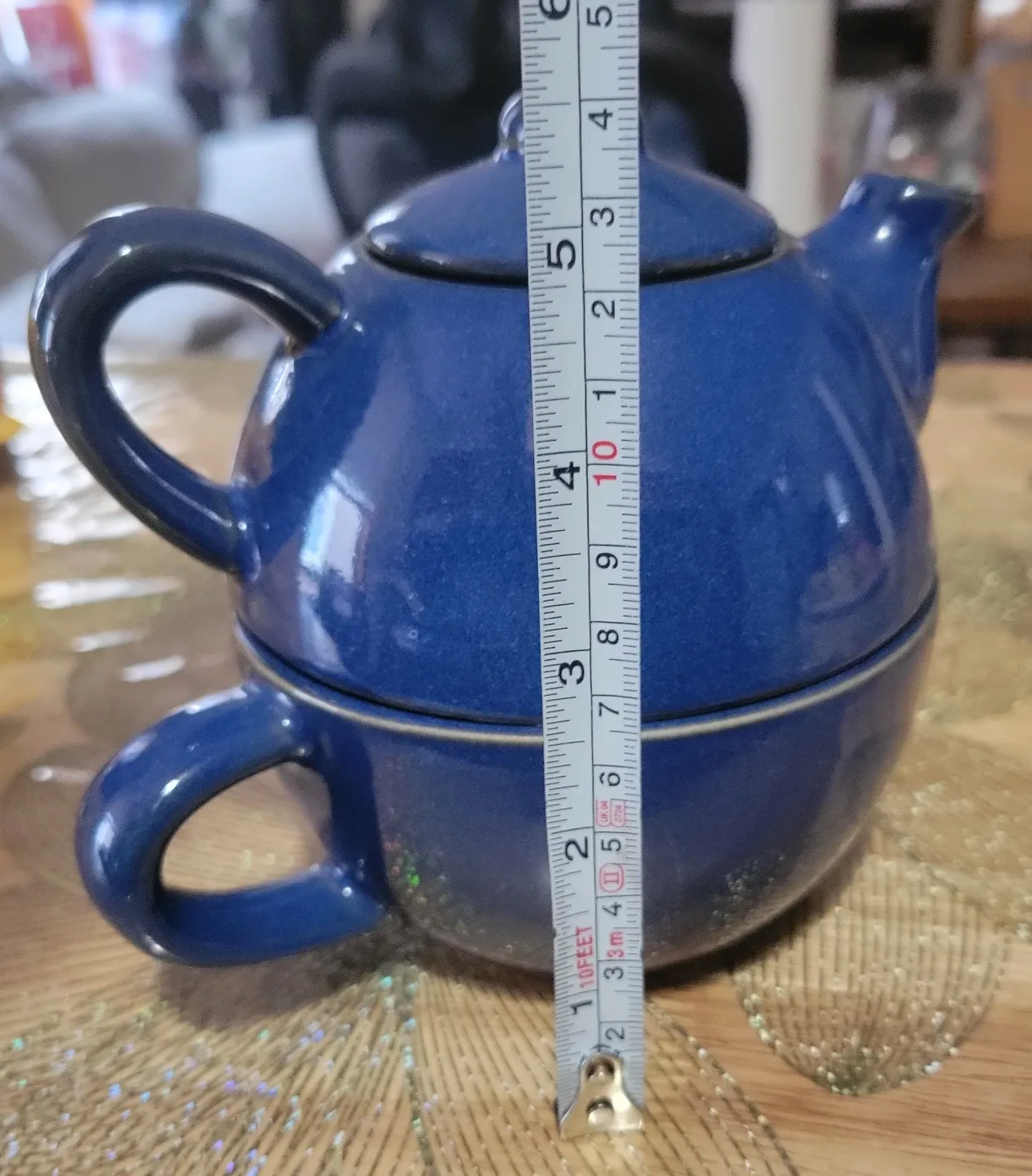 Blue Ceramic Teapot with Cup image indicator(4)