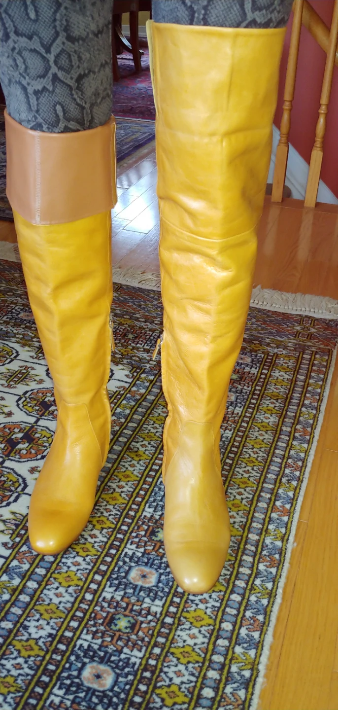 Zara Basic Collection Yellow Leather Boots - Size 37