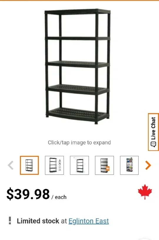Black Plastic Shelving Unit