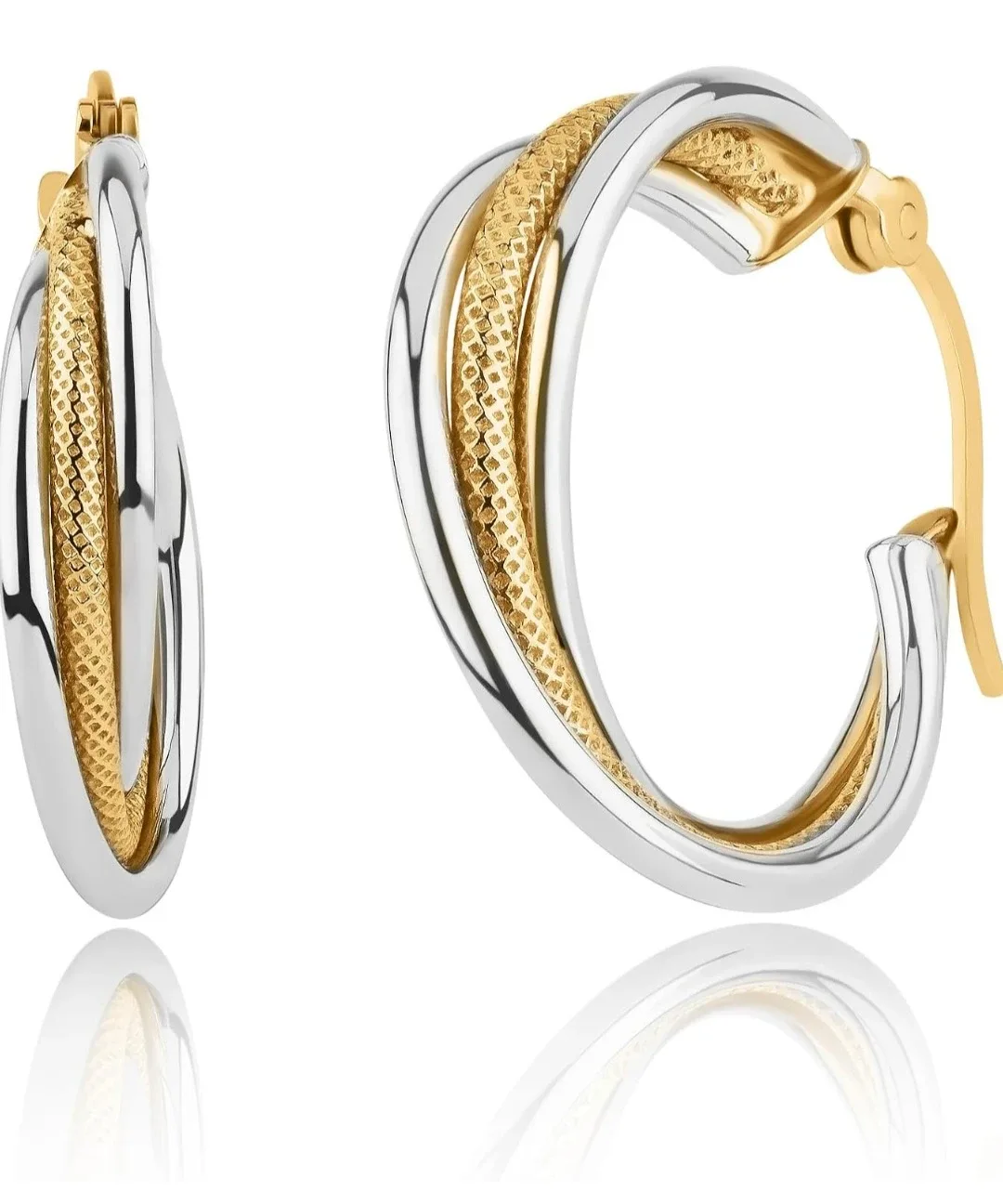 Max + Stone 10k Two-Tone Gold Hoop in White & Yellow 