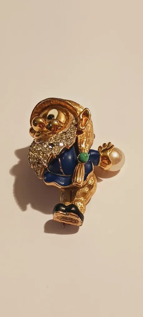 MAZER JOMAZ Signed 1940s  Dwarf from Snow White Figural Brooch thumbnail