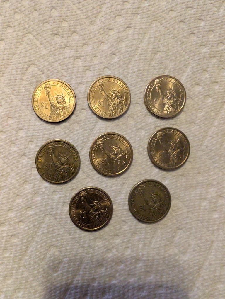 Set of 8 US Presidential Golden Dollar Coins - photo 2