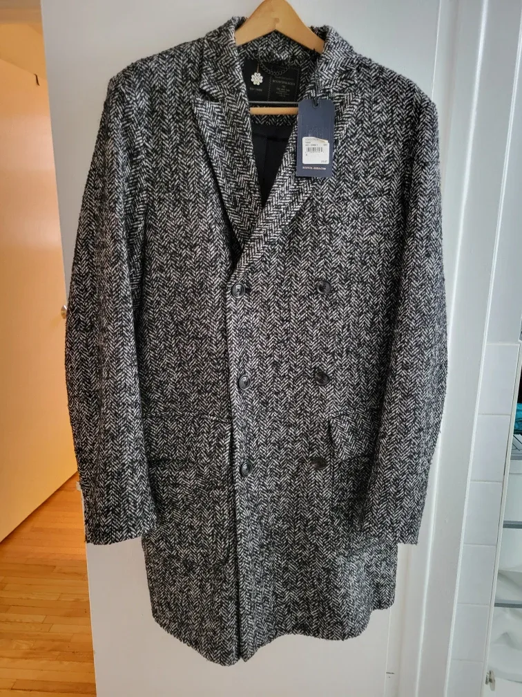 Scotch & Soda Herringbone Coat - Size XL