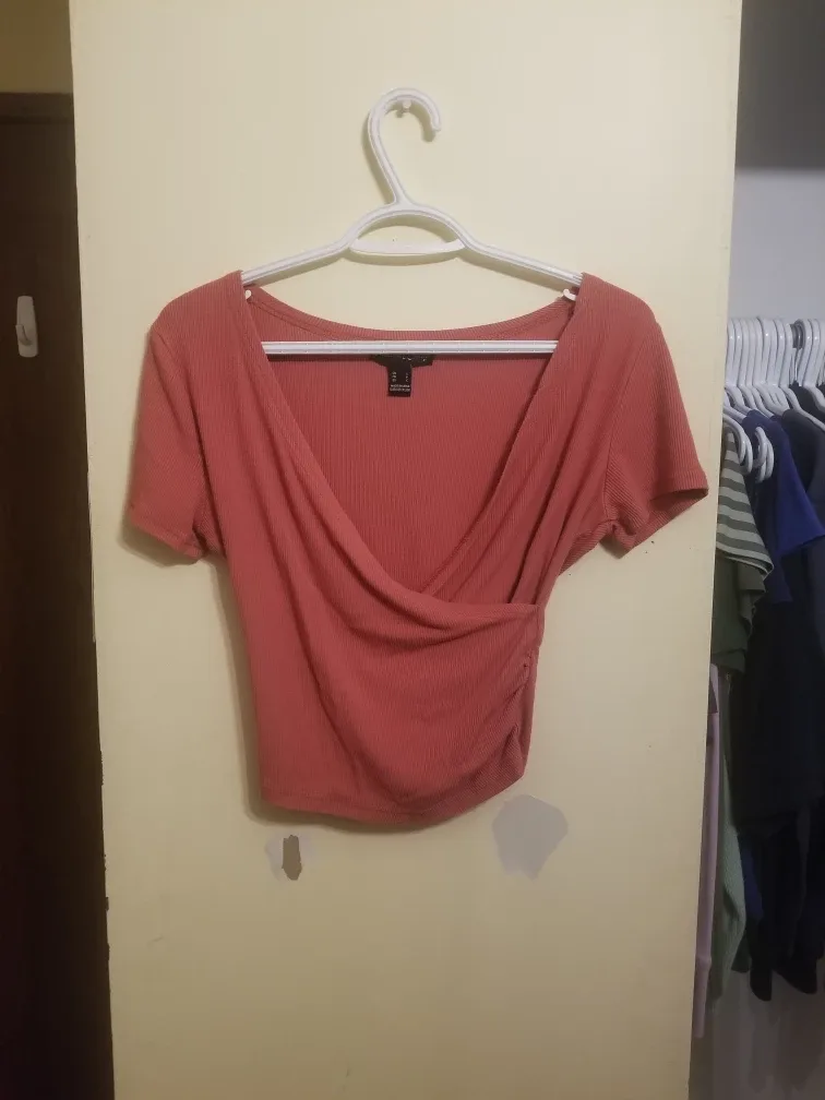 Peach Ribbed Top - Size S