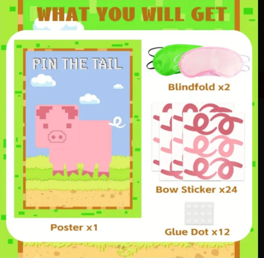 Pin the Tail Game Pixel Pig Minecraft - photo 2