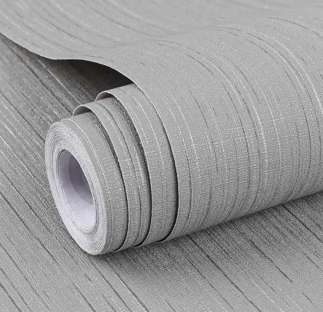 Silver Grasscloth Textured Peel & Stick Wallpaper 23.6"x196" thumbnail