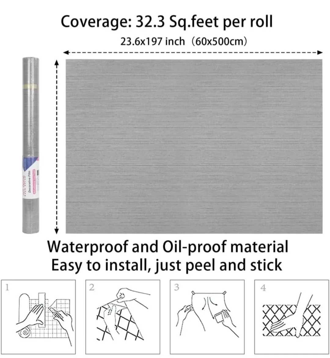Silver Grasscloth Textured Peel & Stick Wallpaper 23.6"x196" image indicator(4)