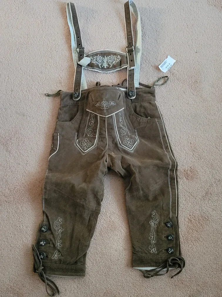 Lederhosen Brown Leather Suspender Pants