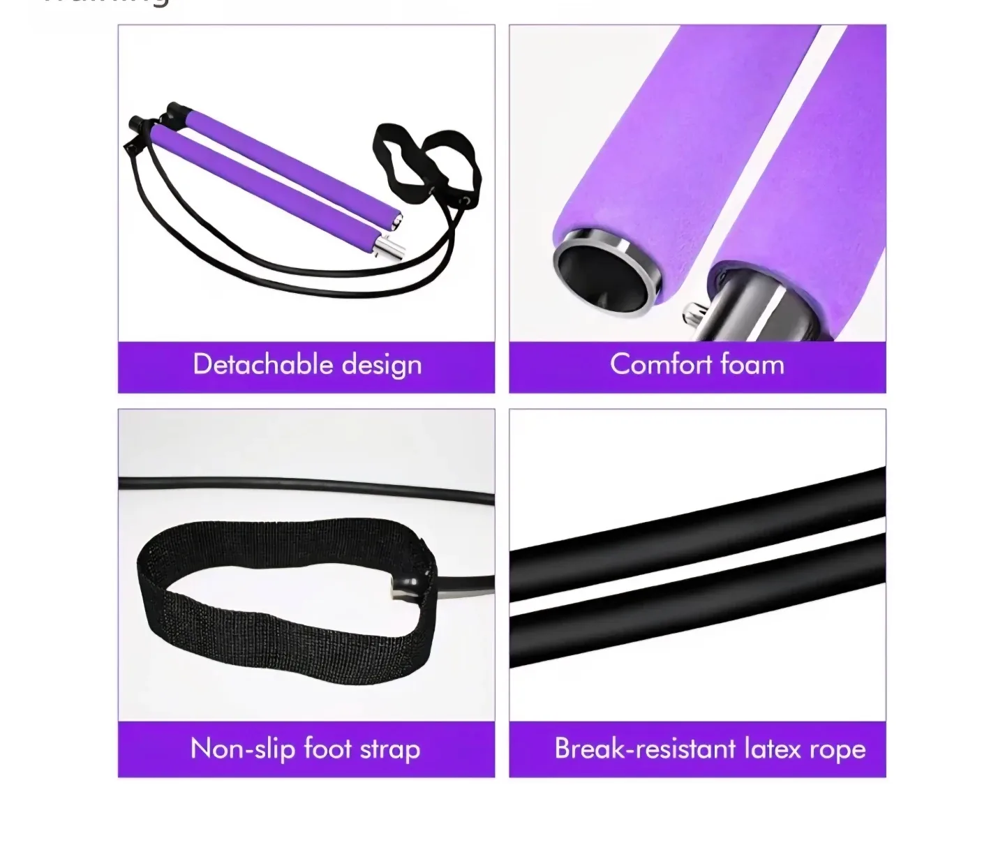 Pilates Bar Kit with Resistance Band - Purple image indicator(4)