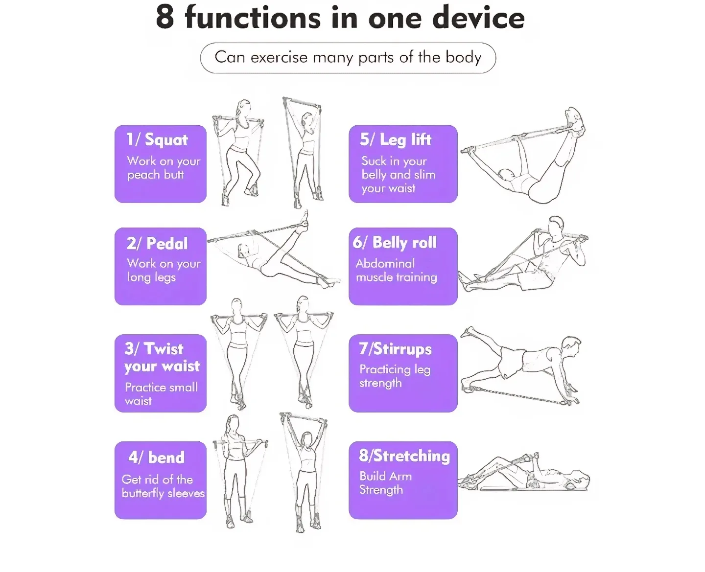 Pilates Bar Kit with Resistance Band - Purple image indicator(6)