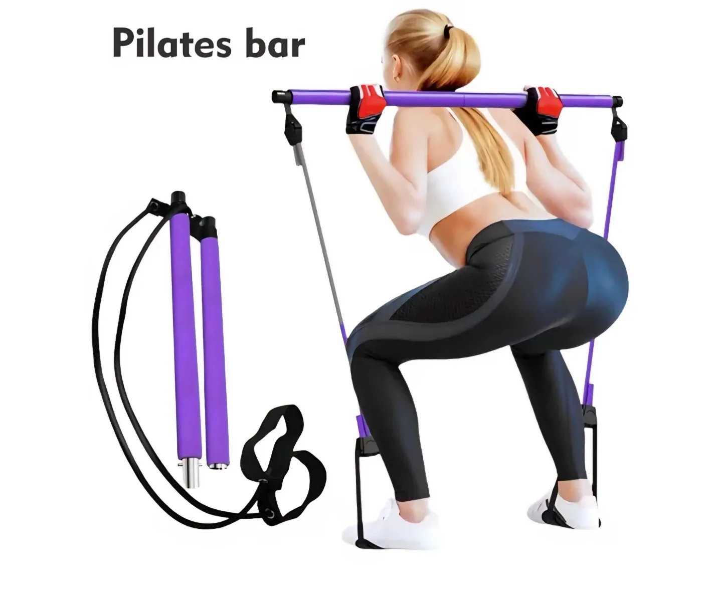 Pilates Bar Kit with Resistance Band - Purple image indicator(8)