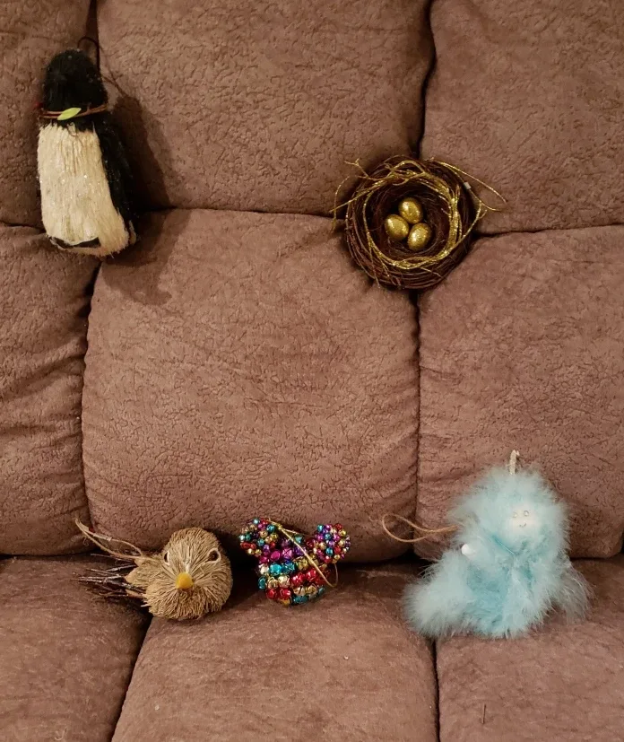 20 Christmas Tree Ornaments and Ribbon $3 each or take all $50.