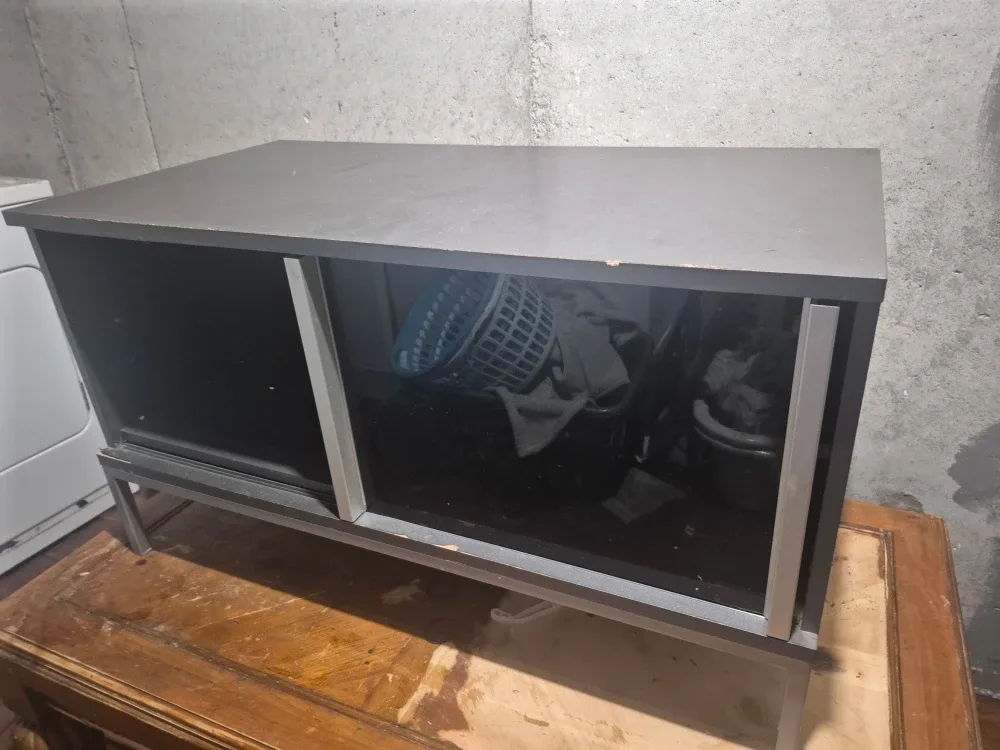 Grey Cabinet with Sliding Doors