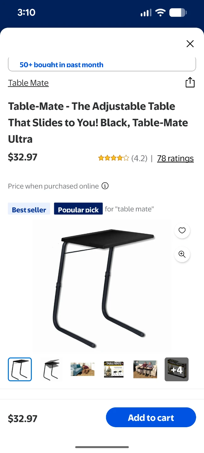 Table-Mate Ultra Adjustable Table - Black