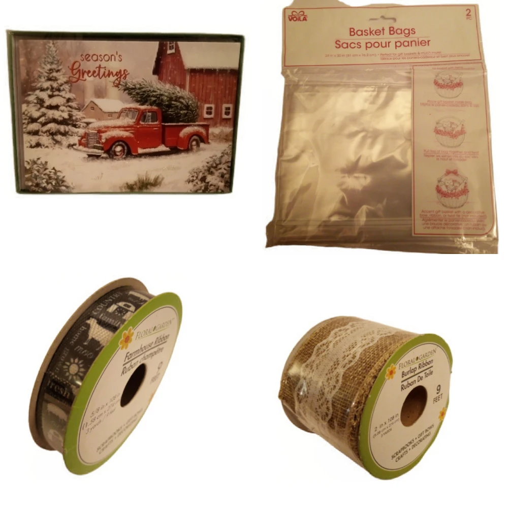 Craft Supplies: Floral Garden Ribbon & Basket Bags