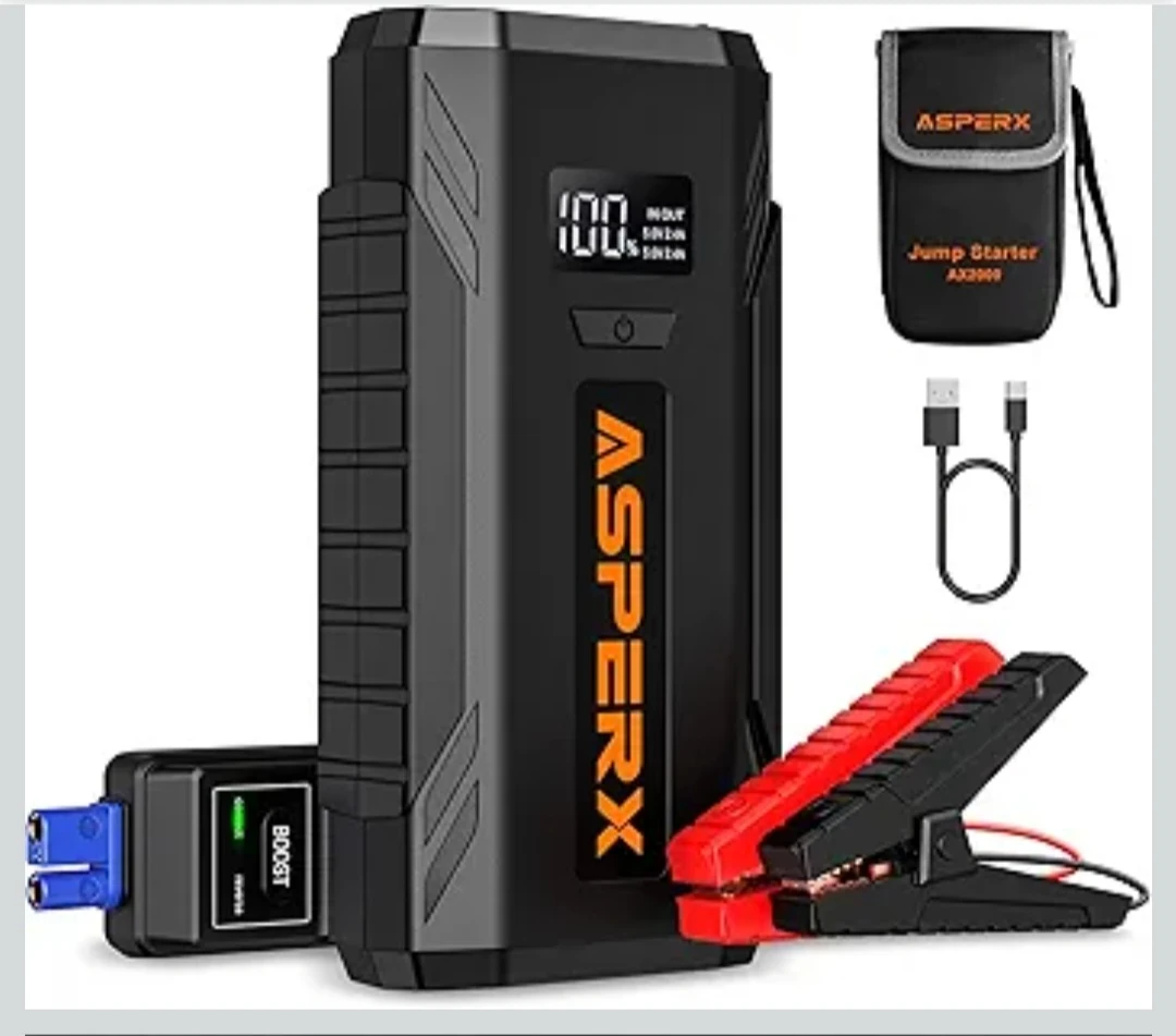 AsperX Booster Pack Jump Starter, 2000A Car Battery Booster