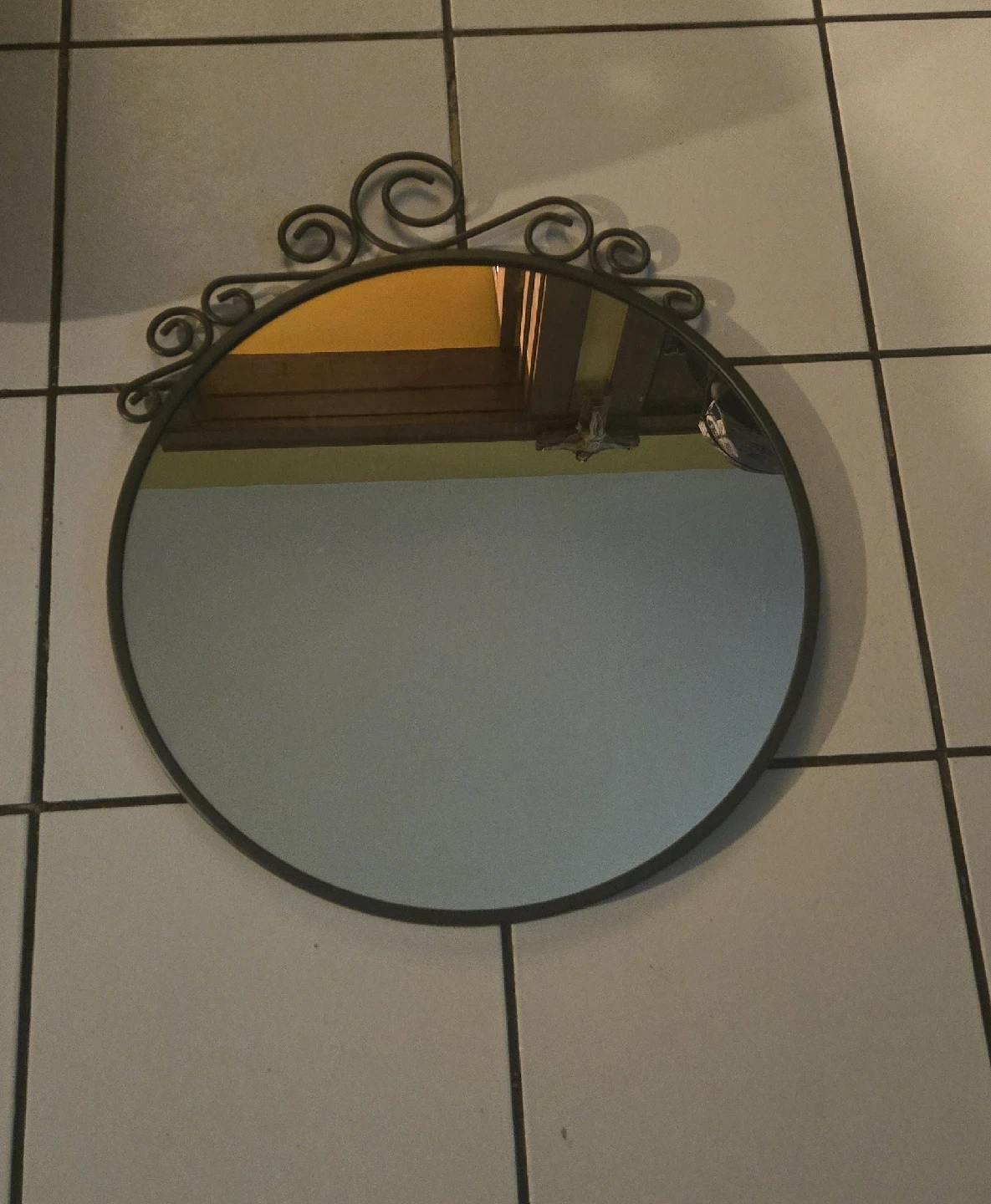 Round Wall Mirror with Ornate Frame