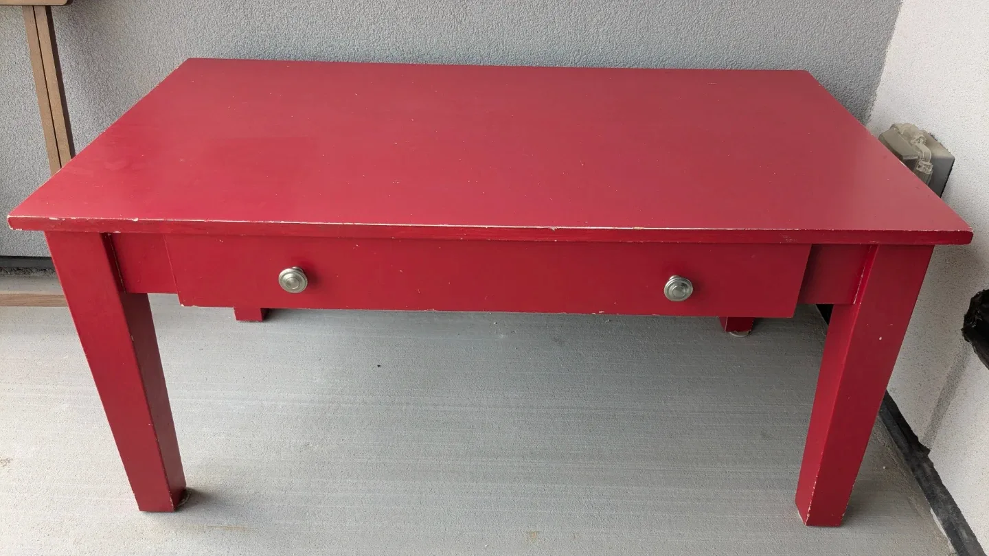 Red Coffee Table with Drawer