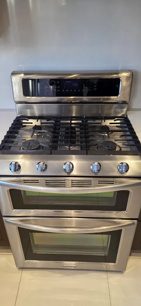 30" Kitchen Aid Dual-Fuel double oven stove image indicator(2)