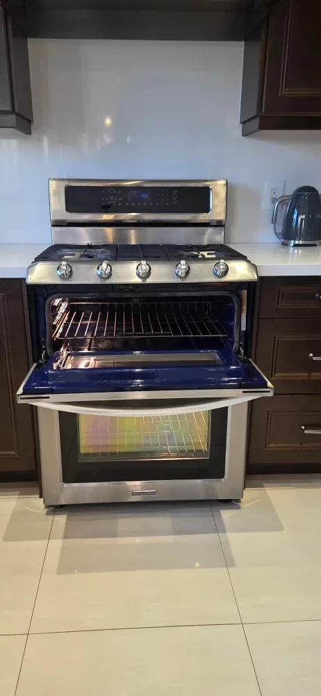 30" Kitchen Aid Dual-Fuel double oven stove image indicator(5)