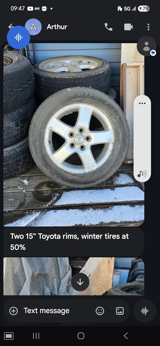 Four Toyota 15" Rims with Winter Tires 50% Tread Left image indicator(3)