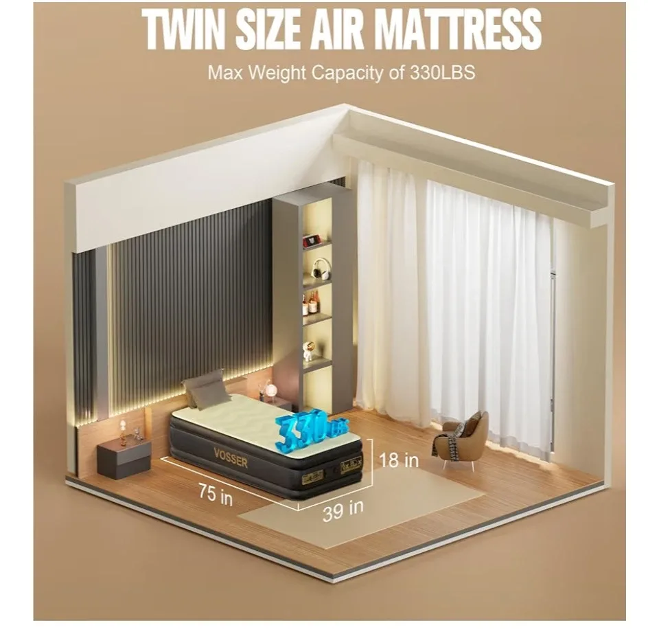 VOSSER Air Mattress VR-L3915 - 75" x 39" x 15" image indicator(8)