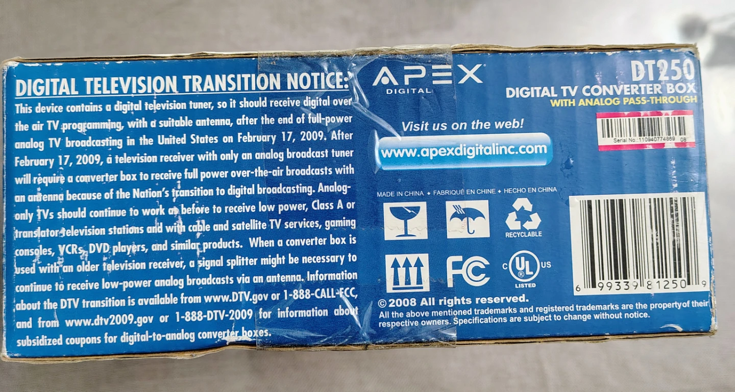 Apex DT250A Digital TV Converter Box with Analog Pass-Through - photo 3