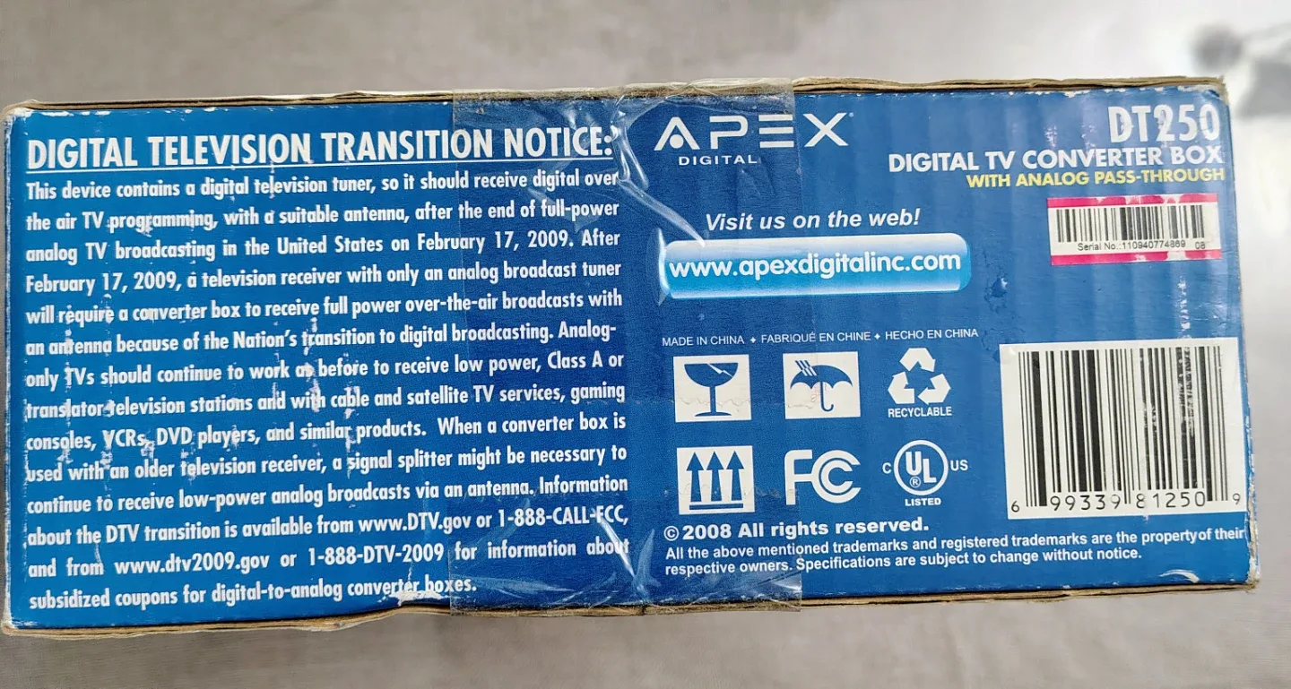 Apex DT250A Digital TV Converter Box with Analog Pass-Through image indicator(3)