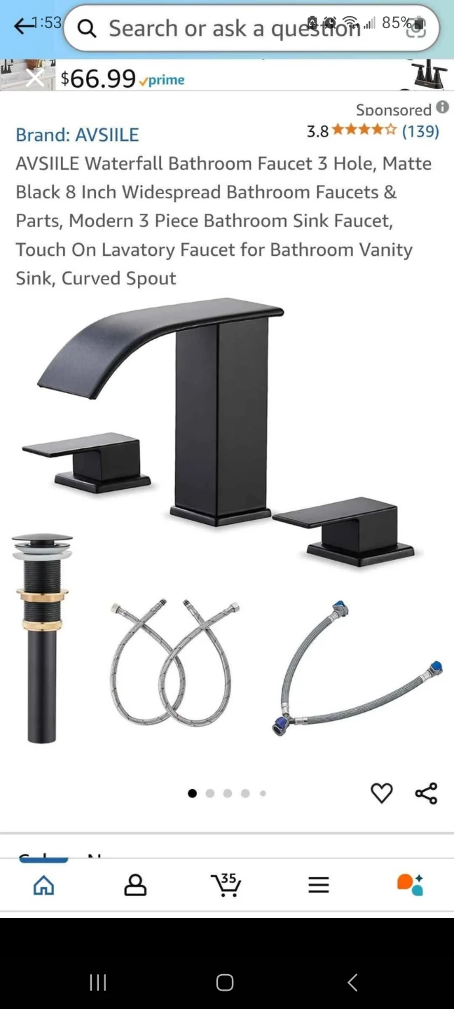 AVSIILE Waterfall Bathroom Faucet - Matte Black