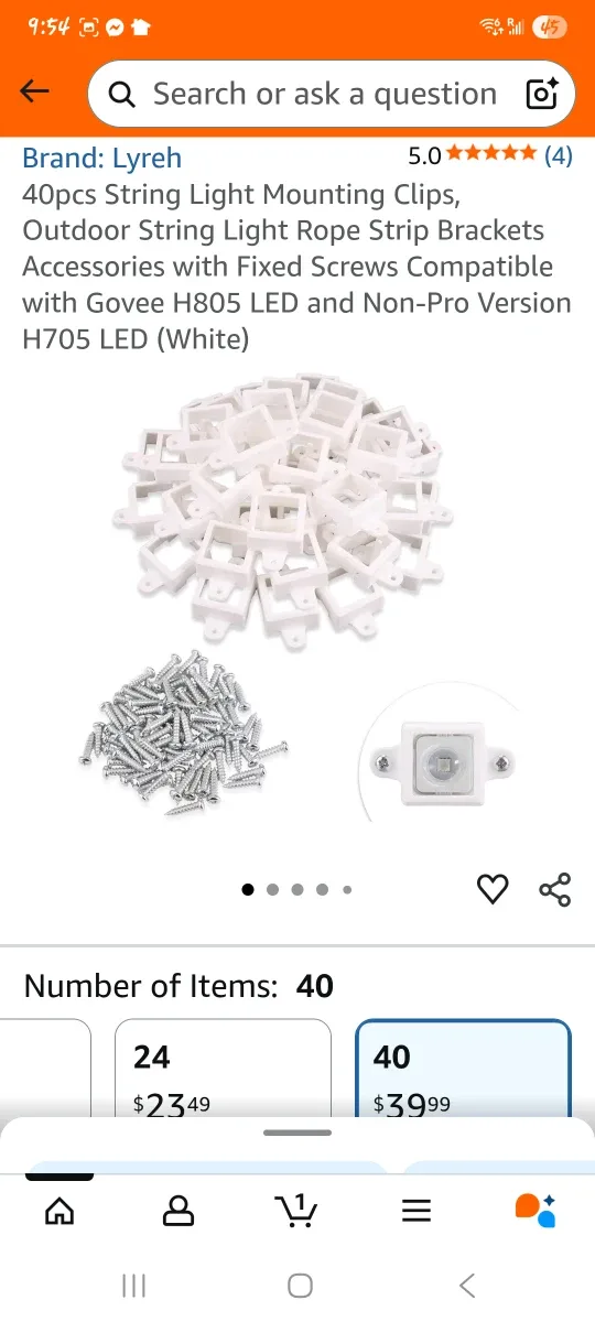 Lyreh 40pcs String Light Mounting Clips - NEW