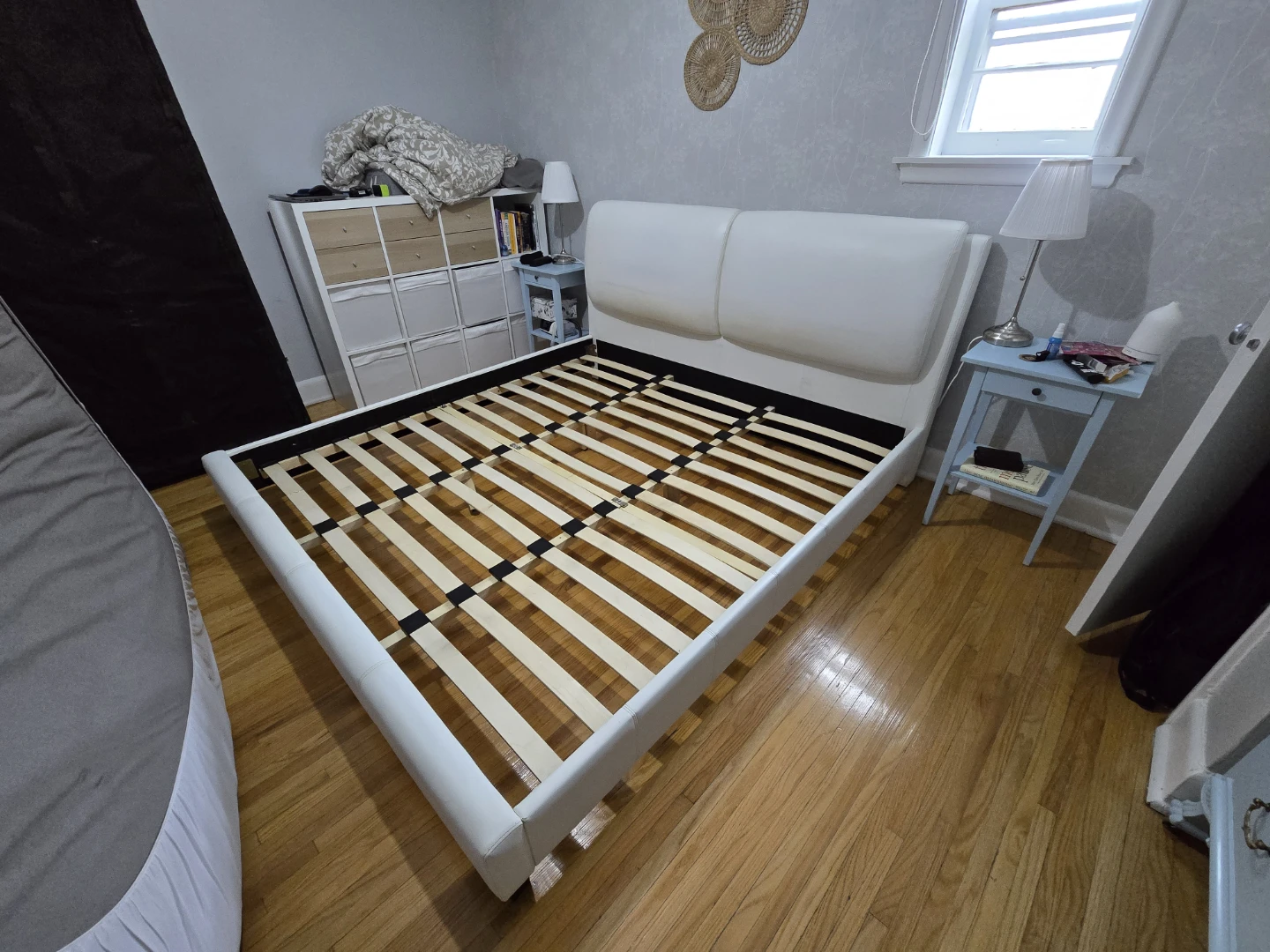 White Leather Bed Frame (King) - photo 3