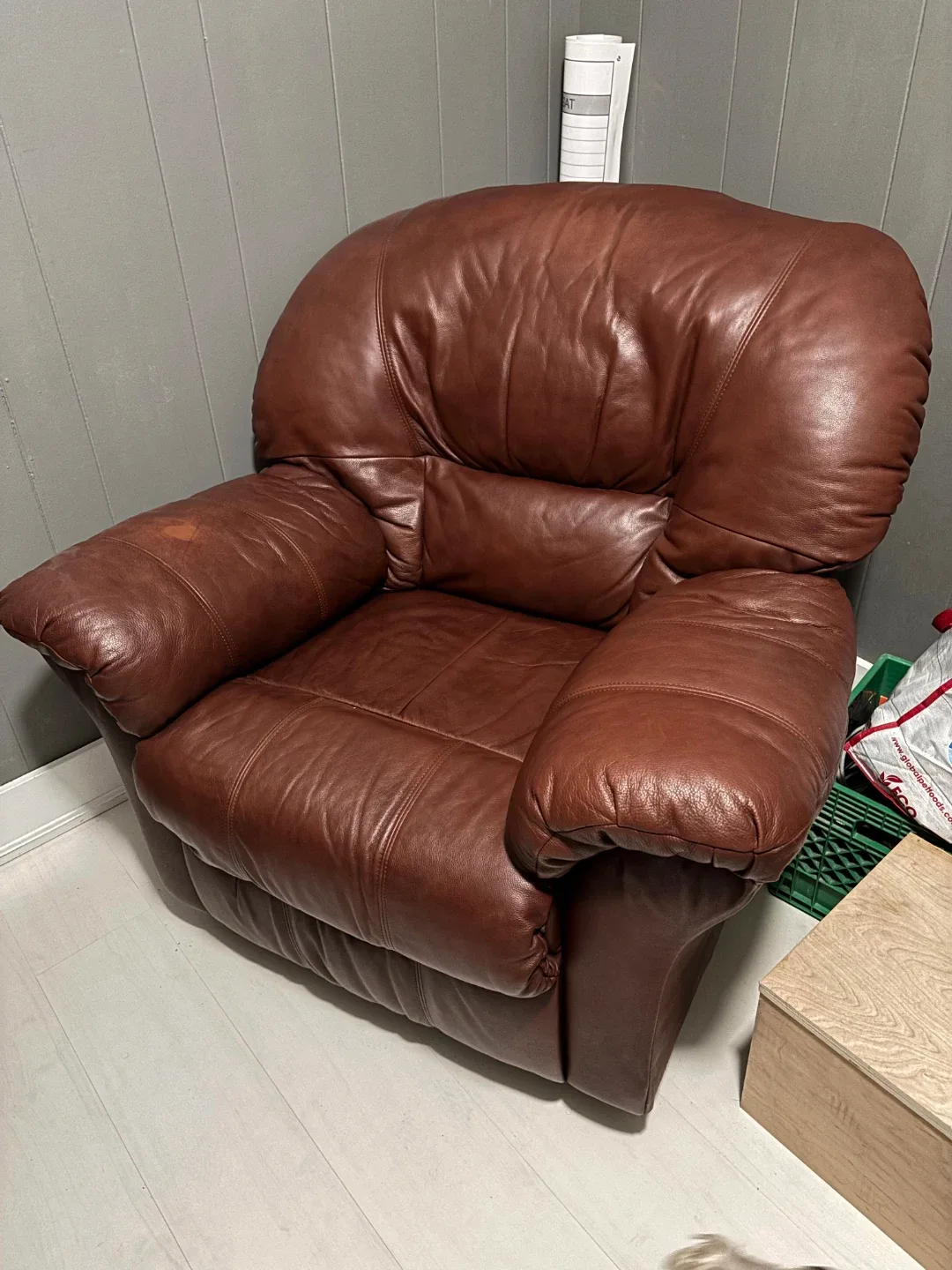 Brown Leather Recliner Armchair